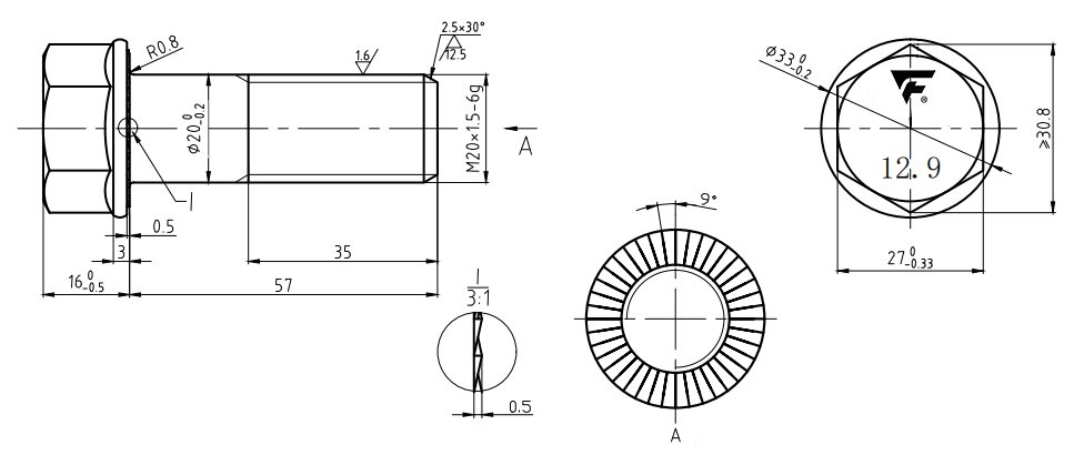 track shoe bolts and nuts design