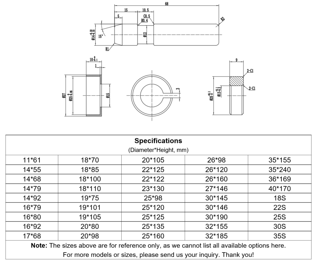 Excavator Bucket Tooth Locking Pin specifications