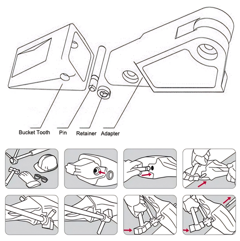 excavator tooth pin Installation Steps