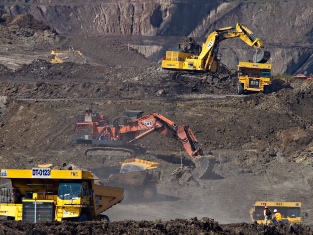 Excavator working scene